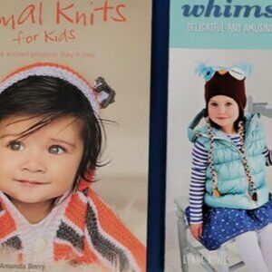 Lot of 2 Children's Outfits Knitting Books Animal Knits & Whimsical Hats